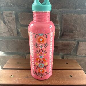 Matilda Jane Clothing Pink Dahlia Floral Water Bottle 25 Oz Screw Lid Stainless.